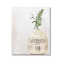 Stupell Industries Varied Herb Plant Sprigs Natural Patterned Vase by Kim Allen - Floater Frame Painting on Canvas