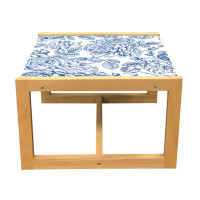 East Urban Home East Urban Home Rose Coffee Table, Vintage Design Of Monochromatic Flowers With Leaves Drawing, Acrylic