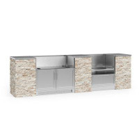 NewAge Products Outdoor Kitchen Signature Series 9 Piece Cabinet Set with Grill Cabinet and Stainless Steel Top