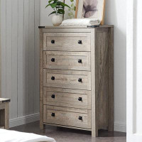 WEIYUDANG Grantville Farmhouse 5 - Drawers Dresser Organizer, Rustic Tall Chest of Drawers for Bedroom