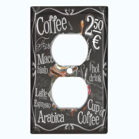 WorldAcc Metal Light Switch Plate Outlet Cover (Fresh Coffee Bean Espresso Latte Maker Cup Brown - Single Toggle)
