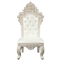 Plethoria Seville Pearl White and Antique White Side Chair with Nailhead Trim (Set of 2)