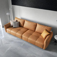 PULOSK 109.45" Brown 100% Polyester Modular Sofa cushion couch