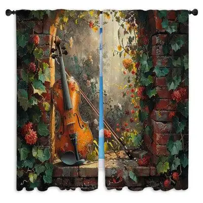 Upgrade your home decor with these Violin window curtains printed in the USA! Great for your bedroom...