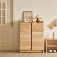 Eden Rim 41.34"Burlywood Solid Wood Shoe Storage Cabinet