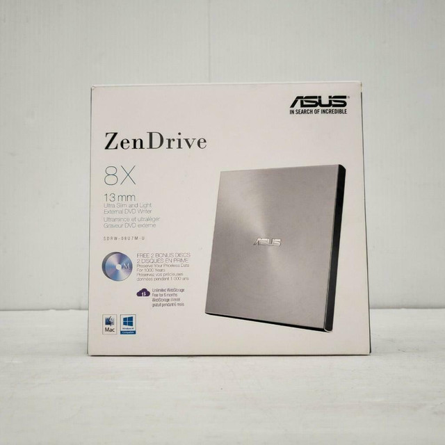 ASUS ZenDrive U7M External Ultra-Slim DVD Writer - (SDRW-08U7M-U) in General Electronics in Toronto (GTA)