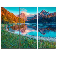 Design Art Beautiful Swiss Lake Obersee - 3 Piece Graphic Art on Wrapped Canvas Set