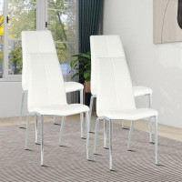 Mercer41 classic design Faux Leather dining chairs set with Ergonomic backrestand chrome Metal Legs