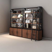 WOOD PEEK LLC Industrial Air Art Partition Bookcase Storage Shelf Custom Bookshelf Floor-To-Ceiling Living Room Retro St