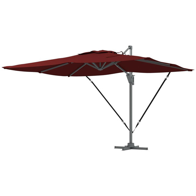 Cantilever Patio Umbrella 150" L x 111.4" W x 103.1" H Wine Red in Patio & Garden Furniture - Image 2