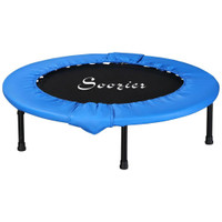 40 MINI FITNESS TRAMPOLINE HOME GYM YOGA EXERCISE REBOUNDER INDOOR OUTDOOR JUMPER WITH SAFETY PAD, BLUE AND BLACK