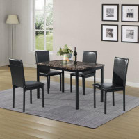 Latitude Run® Furniture 5 Piece Metal Dinette Set With Faux Marble Top - Black,Dinning Set,Table&4 Chairs