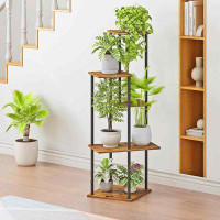 17 Stories Plant Stand Indoor 5-Tier Metal Wood Plant Shelf for Multiple Flower Pots Corner Tall Flower Holders