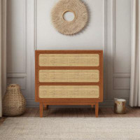 STAR BANNER Japanese Nordic Solid Wood Rattan Bucket Cabinet R Accent Chest