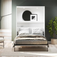 Wade Logan Makassar Murphy Bed with Gallery Shelf & Touch Sensor LED Lighting