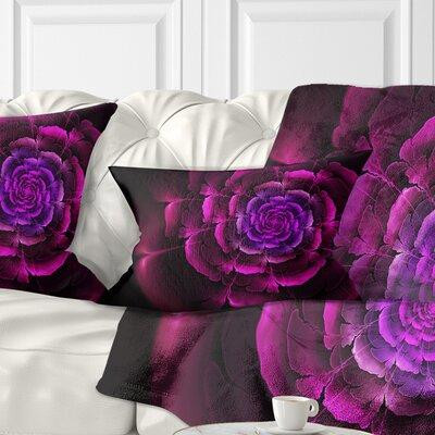 East Urban Home Floral Fractal Rose in Dark Lumbar Pillow in Bedding