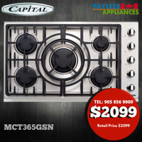 Capital MCT365GSN 36” Maestro Series  gas Cooktop With 5 Burners