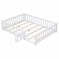 Winston Porter Full Size Floor Platform Bed With Fence And Door For Kids