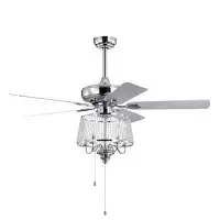 House of Hampton 52 In. Crystal Ceiling Fan,Chrome