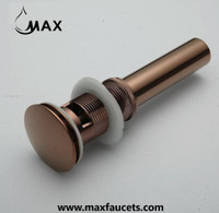 Metal Push Pop Up Sink Drain With Overflow Rose Gold Finish