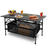Winston Porter 1Pc Folding Camping Table Portable Aluminum Roll-up Picnic BBQ Desk with Carrying Bag