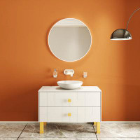 Everly Quinn Spruha-F_Modern Free Standing Bathroom Vanity With Washbasin - Non-Toxic Fire-Resistant MDF-40"-Simple Coll