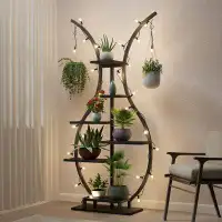 Orren Ellis Kirin 6 Tier Plant Stand Indoor, Vase-Shape Plant Shelf With Hanging Hook, Multiple Planter Display For Home