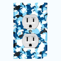 WorldAcc Metal Light Switch Plate Outlet Cover (Blue Camouflage Black - Single Toggle)