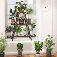 Arlmont & Co. Outdoor bamboo Plant Stands for Multiple Plants, 3 Tier Plant Rack,Plant Shelf Ladder Table