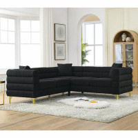 Everly Quinn Oversized L-shaped Corner Sofa Covers: 81.5-inch, 5-seater With 3 Cushions For Living Room, Bedroom, Apartm