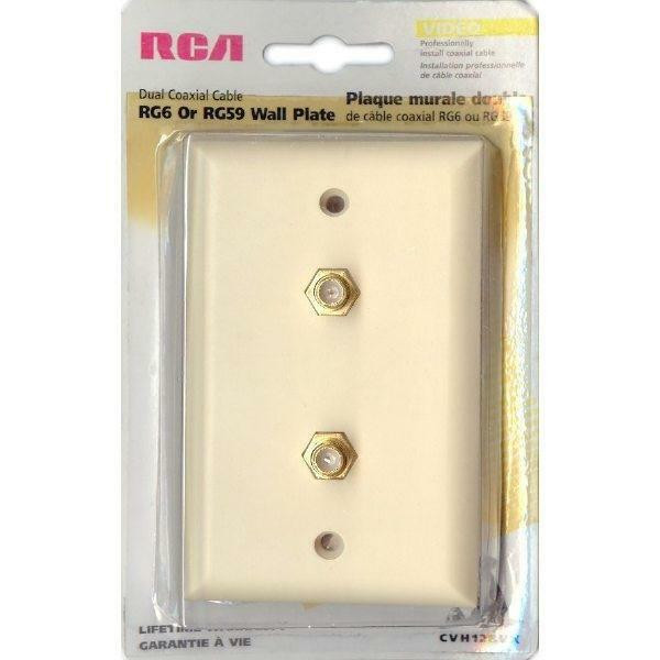 RCA Coaxial RG6 or RG59 1-Gang Wallplate - Double Jack Adapters - Ivory in General Electronics in Québec