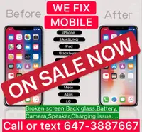 PHONE REPAIR, iPhone +Samsung + iWatch + iPad +GOOGLE+ Batter, cracked screen repair, battery, charging port, back glass
