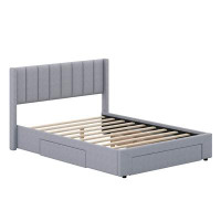 Latitude Run® Dilara Queen Size Upholstered Platform Bed With Drawers