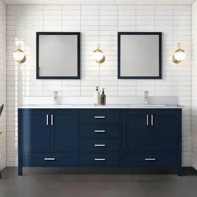 Latitude Run® Jacques 80" Double Bathroom Vanity Set with Mirror