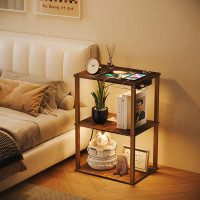 17 Stories End Table with Storage and Built-in Outlets