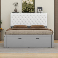 Cosmic Wood Queen Size Platform Bed With Storage Headboard, Shoe Rack and 4 Drawers