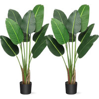 Primrue 2 - Piece Artificial Banana Leaf Plant in Pot