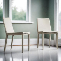 Everly Quinn 32.68" White Solid Back Upholstered Side Chair(Set of 2)