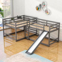 Harriet Bee Evelino Twin Solid Wood L-Shaped Bunk Bed by Harriet Bee
