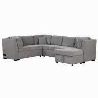 Latitude Run® 108.6" U-Shaped Sectional Sofa Pull Out Sofa Bed With Two USB Ports, Two Power Sockets, Three Back Pillows