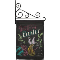 Breeze Decor Colourful Easter Eggs - Impressions Decorative Metal Fansy Wall Bracket Garden Flag Set GS103054-BO-03