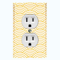 WorldAcc Metal Light Switch Plate Outlet Cover (Japanese Yellow Sea Wave Pattern   - Single Toggle)