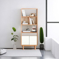 LORENZO Modern Simple All Solid Wood Bookcase Shelves Storage Bookcase