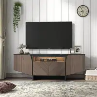 Latitude Run® 63 Inch TV Stand With LED Lights, With Storage Cabinet And Shelves, TV Console Table Entertainment Centre