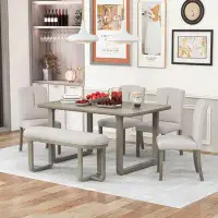 Gracie Oaks 6-Piece Retro-Style Dining Set Includes Dining Table