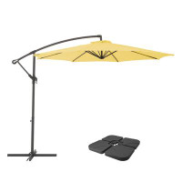 Arlmont & Co. 9.5Ft UV Resistant Offset Patio Umbrella And Patio Base Weights