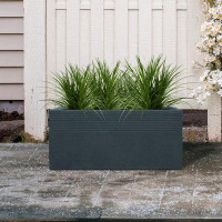 Kante Kante 31.5"L Rectangular Charcoal Finish Concrete Planter, Outdoor/Indoor Lightweight Planters Pots With Drainage