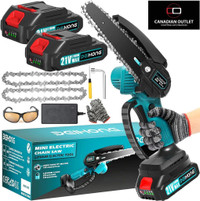 Chainsaw - Mini Chainsaw Cordless 6-Inch with 2 Battery, Mini Power Chain Saw with Security Lock