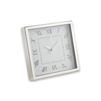 Ebern Designs Serpa Silver Plated Modern Design Desk Clock