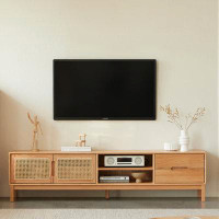 HIGH CHESS All solid wood oak rattan TV cabinet